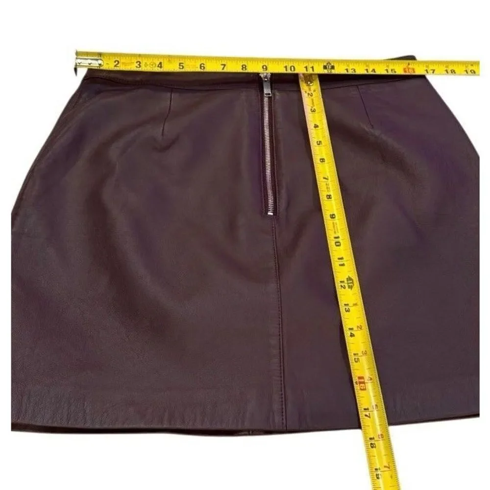 Ena Pelly Womens 100% Leather Mini Skirt Size 10 Burgundy